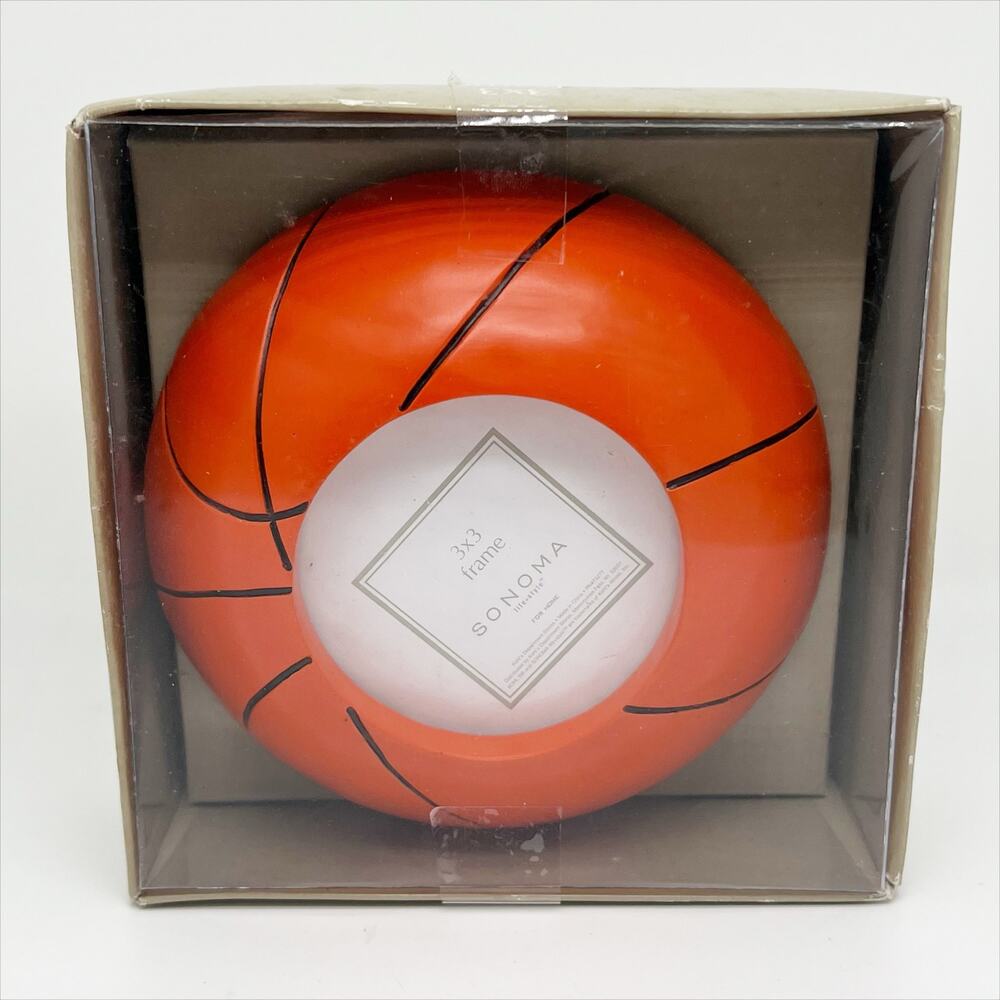 New in Box Sonoma Basketball Shaped Photo Picture Frame 3x3